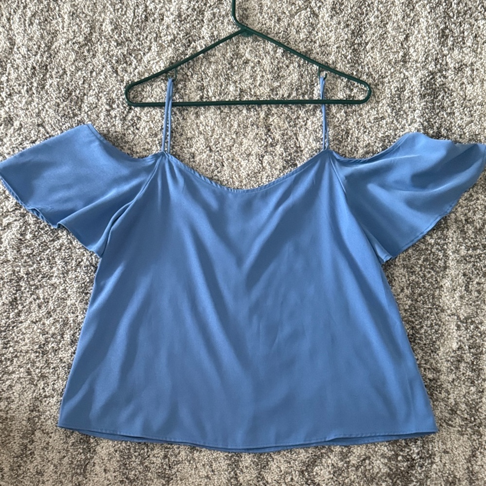 BP Blue Ruffle Sleeve Blouse EUC Size M